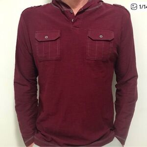 NWOT English Laundry Long Sleeve Shirt w Hoodie Lg